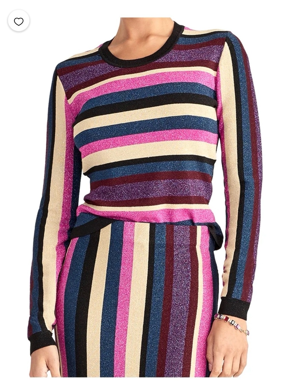 RACHEL Rachel Roy Veda Stripe Strappy Back Sweater Shimmer Retro Size M - Picture 2 of 6